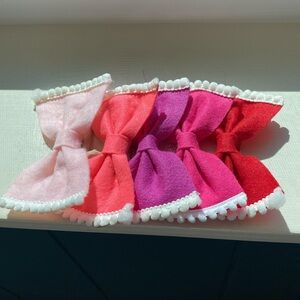 5 Felt Headband Bows 4” Pink Purple Red Orange